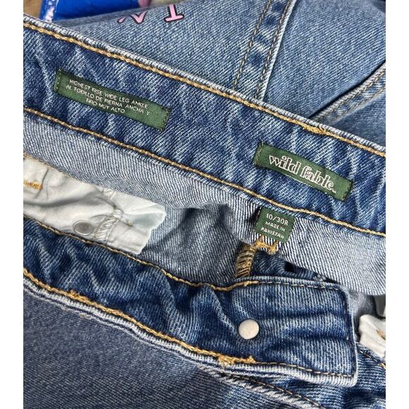 NWT Wild Fable Super High Rise Wide Leg Ankle Jeans Size 10/30 Doodle Graphic Wm - Picture 4 of 7